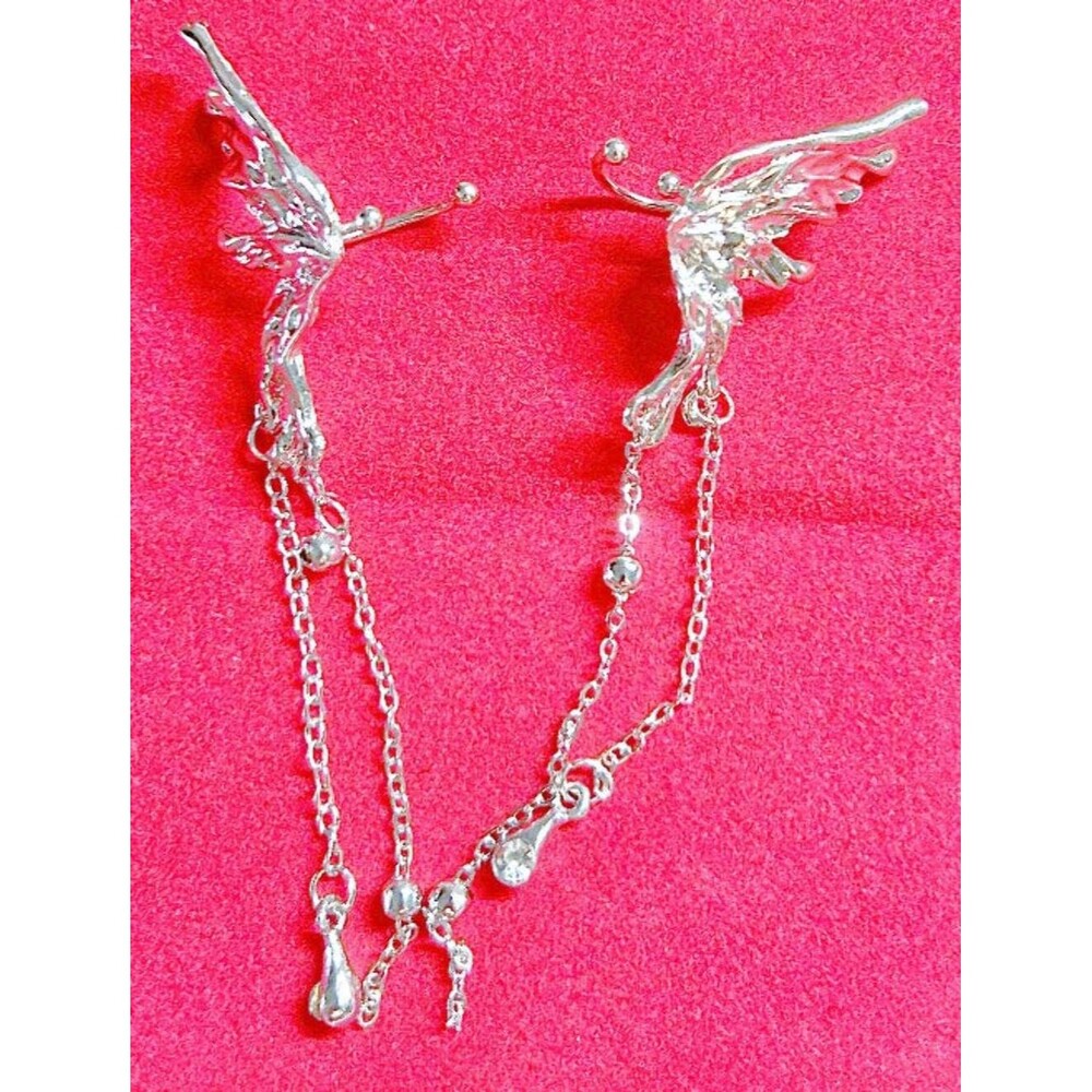 Clip style Winged silver dangle earrings
